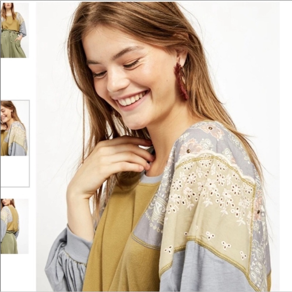 Free People Multicolor Embroidered Blouse
